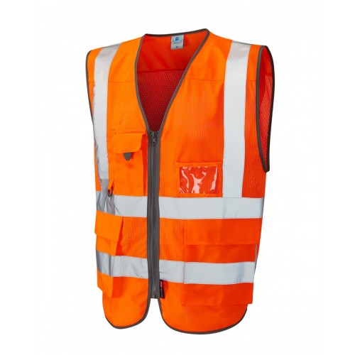 Leo Workwear Cobbaton Class 2 GO/RT Orange Hi Vis CoolViz Waistcoat 
