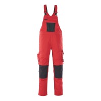 Mascot Safe Unique Leipzig Bib & Brace With Kneepad Pockets - Red/black