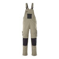 Mascot Safe Unique Leipzig Bib & Brace With Kneepad Pockets - Light Khaki/black