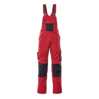 Mascot Safe Unique Augsburg Bib & Brace With Kneepad Pockets - Red/black