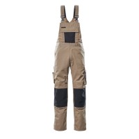 Mascot Safe Unique Augsburg Bib & Brace With Kneepad Pockets - Light Khaki/black