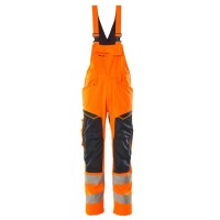 Mascot Accelerate 19569 Bib & Brace With Kneepad Pockets Hi-Vis Orange Dark Navy