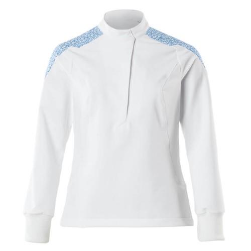 Mascot Food & Care 20062 Ladies Smock White Azure Blue Mascot Food & Care 20062 Ladies Smock White Azure Blue