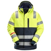 Snickers 1162 ProtecWork Class 3 Hi-Vis Yellow Waterproof Insulated Hooded Jacket