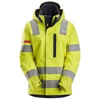 Snickers 1368 ProtecWork Women's Class 3 Hi-Vis Yellow Waterproof Shell Hooded Jacket