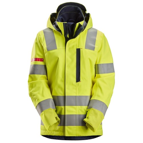 Snickers 1368 ProtecWork Women's Class 3 Hi-Vis Yellow Waterproof Shell Hooded Jacket Snickers 1368 ProtecWork Women's Class 3 Hi-Vis Yellow Waterproof Shell Hooded Jacket