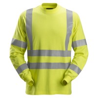 Snickers 2461 ProtecWork Class 3 Hi-Vis Yellow Long Sleeved T-Shirt