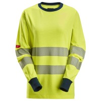 Snickers 2476 ProtecWork Class 3/2 Hi-Vis Yellow Women's Long Sleeved T-Shirt