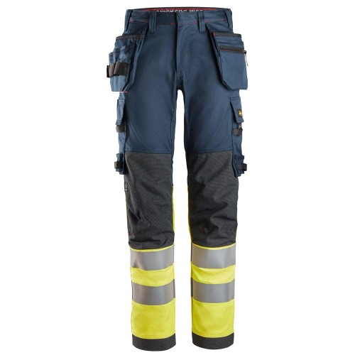 Snickers 6274 ProtecWork Class 1 Hi-Vis Yellow / Navy Stretch Trousers Holster Pockets Snickers 6274 ProtecWork Class 1 Hi-Vis Yellow / Navy Stretch Trousers Holster Pockets