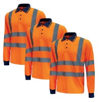 UPower Shine Hi-Vis 3 Pack Long sleeve Polo 