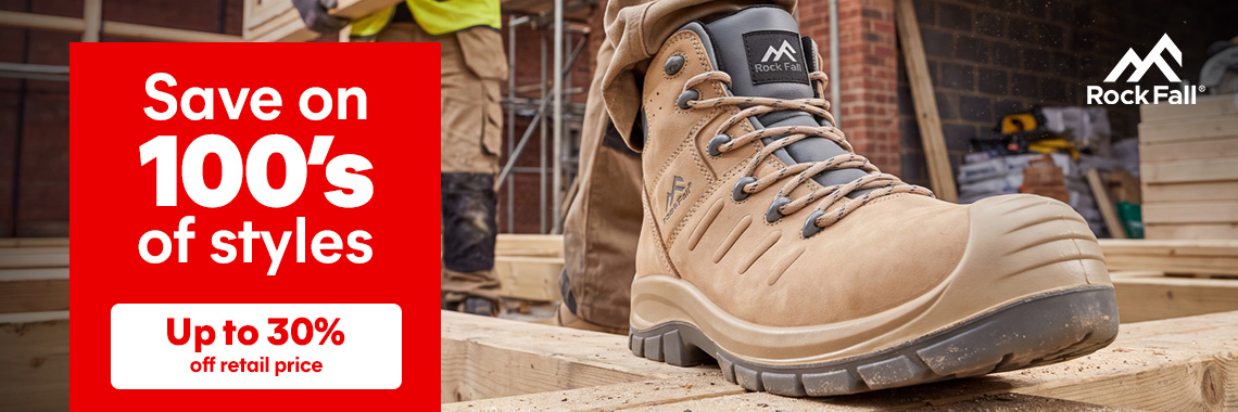 SAVE up to 30% off Rockfall Safety Footwear!