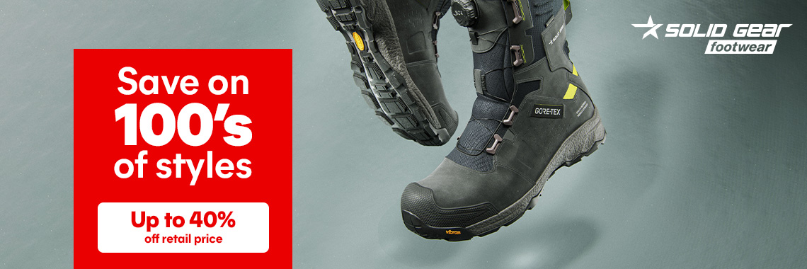 SAVE up to 40% off Solid Gear safety footwear!