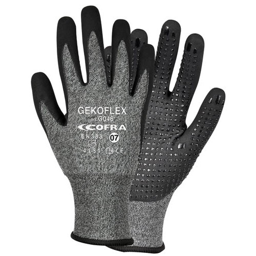 Cofra Gekoflex Grey - Black Nitrile Gloves Water Repellent Back 12pk